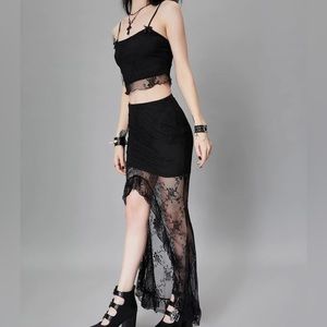 NWT Widow by Dolls Kill Love Spell Lace Skirt Set Sz M